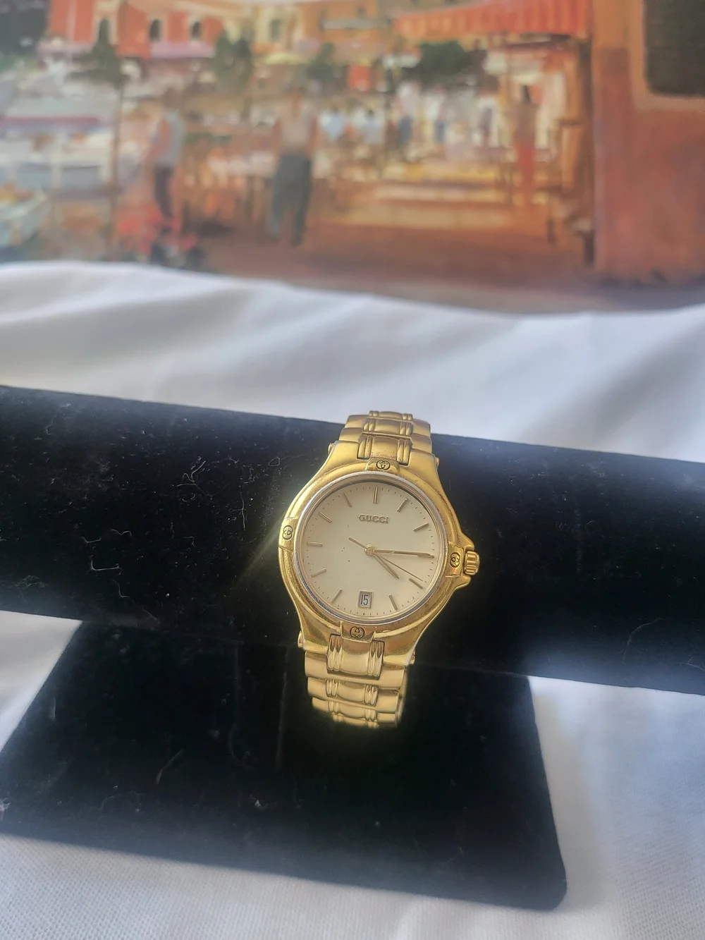 Gold Plated-Vintage-Gucci Gold Tone Stainless Steel Watch - Classic Gold Dial